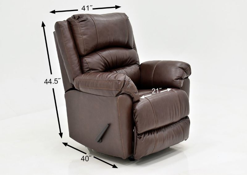 Brown Bellamy Leather Recliner by Franklin Furniture, Showing the Dimensions, Made in the USA | Home Furniture Plus Bedding