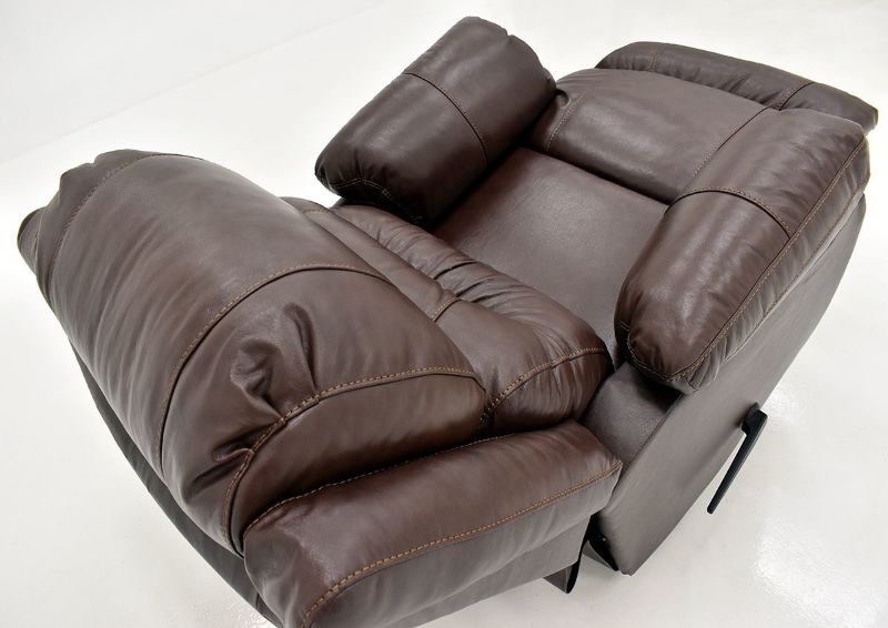 Brown Bellamy Leather Recliner by Franklin Furniture, Showing the Angle View From the Back With the Recliner Open, Made in the USA | Home Furniture Plus Bedding