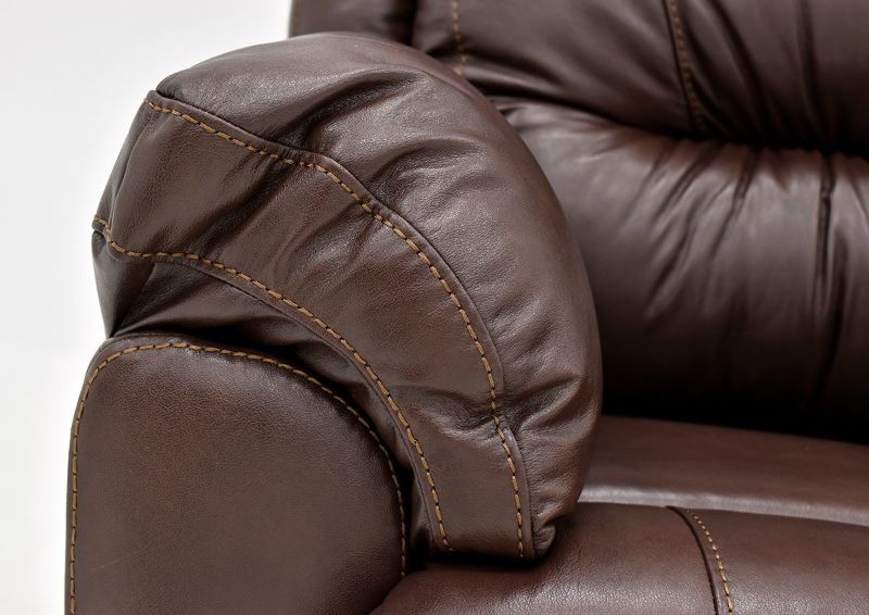 Brown Bellamy Leather Recliner by Franklin Furniture, Showing the Pillow Arm Detail, Made in the USA | Home Furniture Plus Bedding