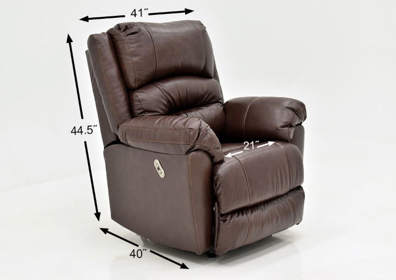 Brown Bellamy POWER Leather Recliner Set by Franklin Furniture, Showing the Dimensions, Made in the USA | Home Furniture Plus Bedding