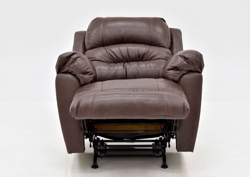 Brown Bellamy POWER Leather Recliner Set by Franklin Furniture, Showing the Front View in a Fully Reclined Position, Made in the USA | Home Furniture Plus Bedding