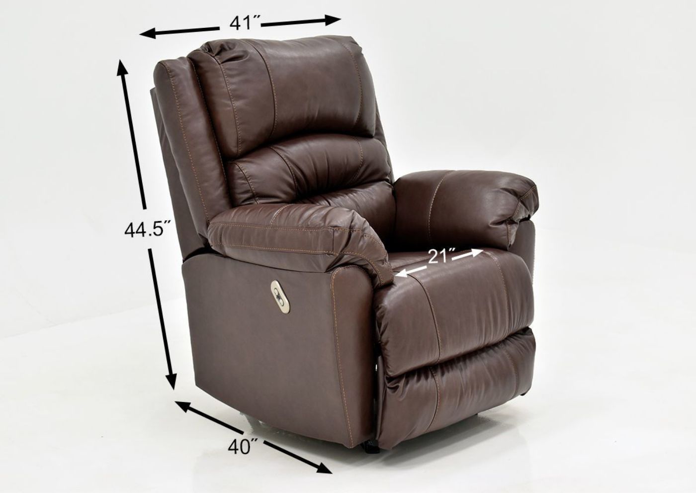 Brown Bellamy POWER Reclining Leather Sofa Set by Franklin Furniture, Showing the Recliner Dimensions, Made in the USA | Home Furniture Plus Bedding