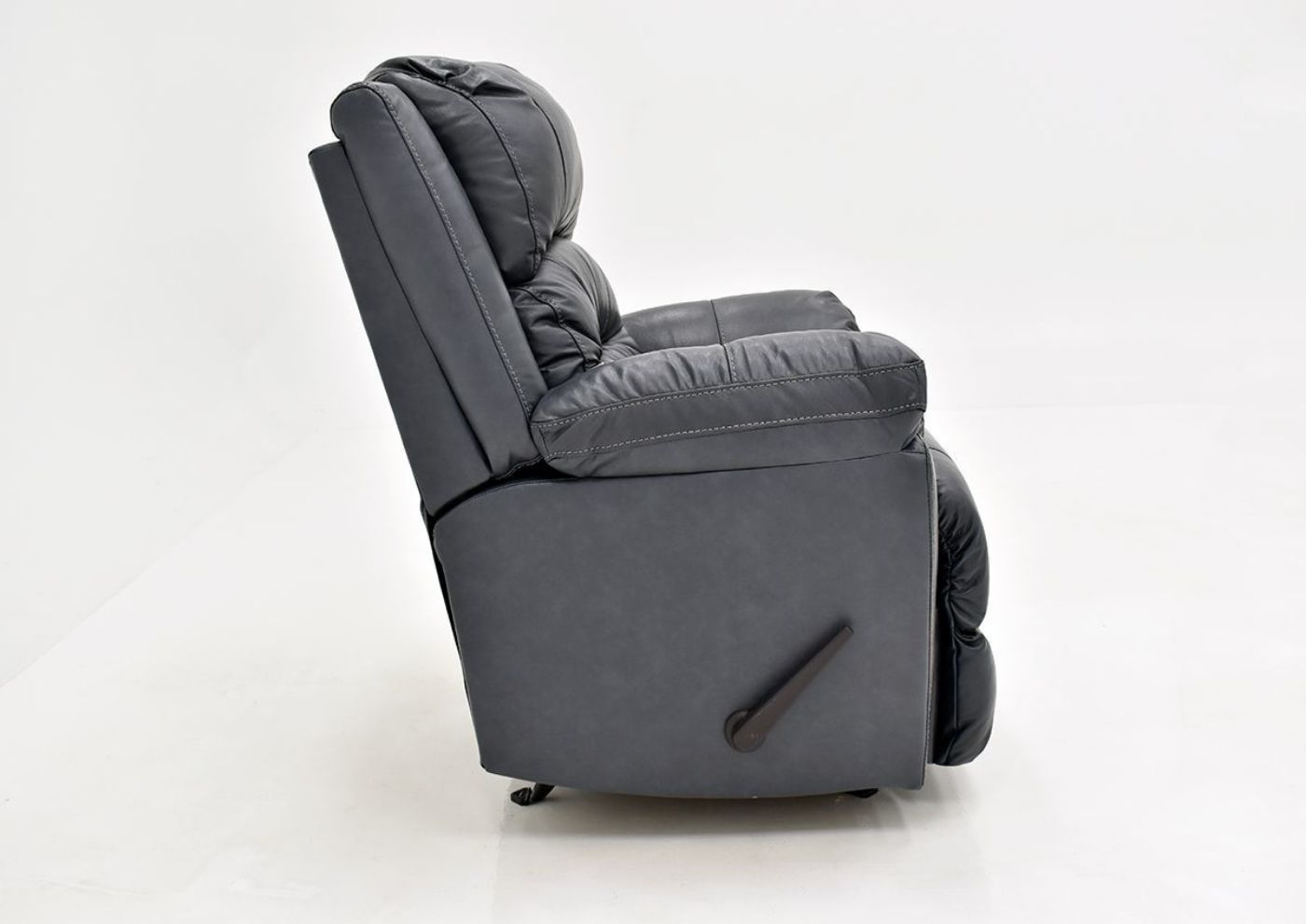 Navy Blue Bellamy Leather Recliner by Franklin Furniture, Showing the Side View, Made in the USA | Home Furniture Plus Bedding