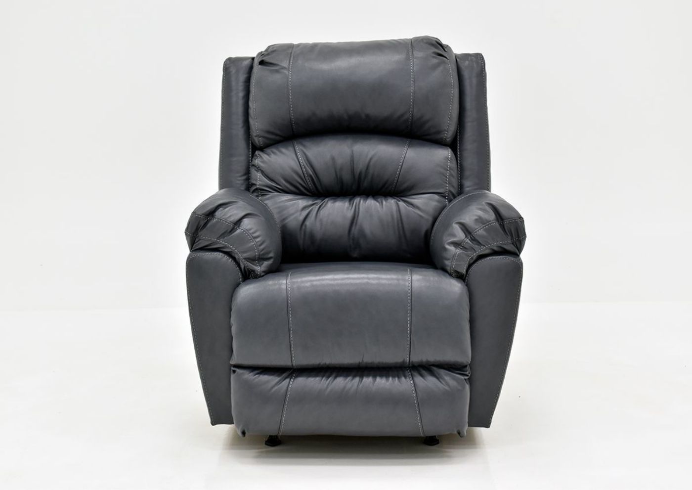 Navy Blue Bellamy Leather Recliner by Franklin Furniture, Showing the Front View, Made in the USA | Home Furniture Plus Bedding