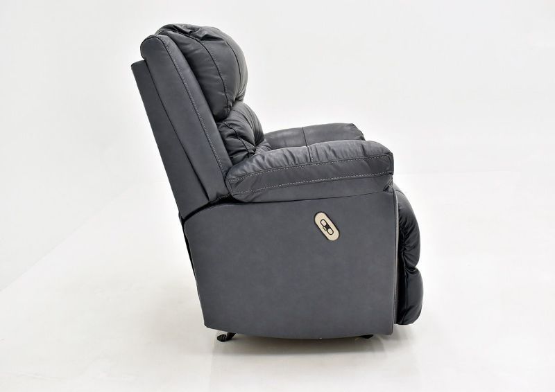 Navy Blue Bellamy POWER Leather Recliner Set by Franklin Furniture, Showing the Side View, Made in the USA | Home Furniture Plus Bedding