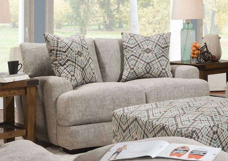 Light Gray Crosby Loveseat by Franklin Furniture Showing a Room Setting , Made in the USA | Home Furniture Plus Bedding