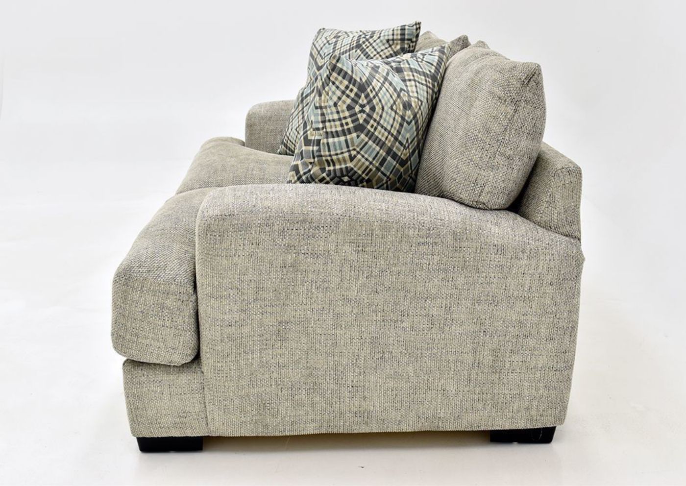 Light Gray Crosby Loveseat by Franklin Furniture Showing the Side View, Made in the USA | Home Furniture Plus Bedding