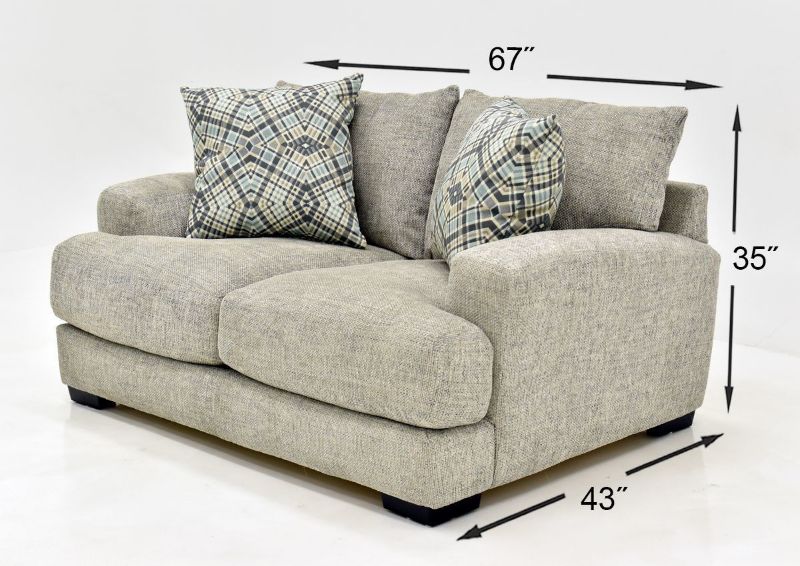 Light Gray Crosby Sofa Set by Franklin Furniture Showing the Loveseat Dimensions, Made in the USA | Home Furniture Plus Bedding