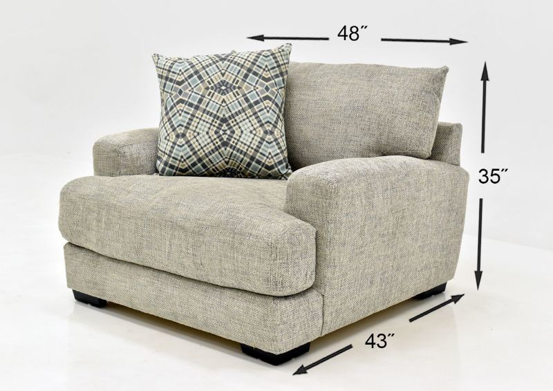 Light Gray Crosby Sofa Set by Franklin Furniture Showing the Chair Dimensions, Made in the USA | Home Furniture Plus Bedding