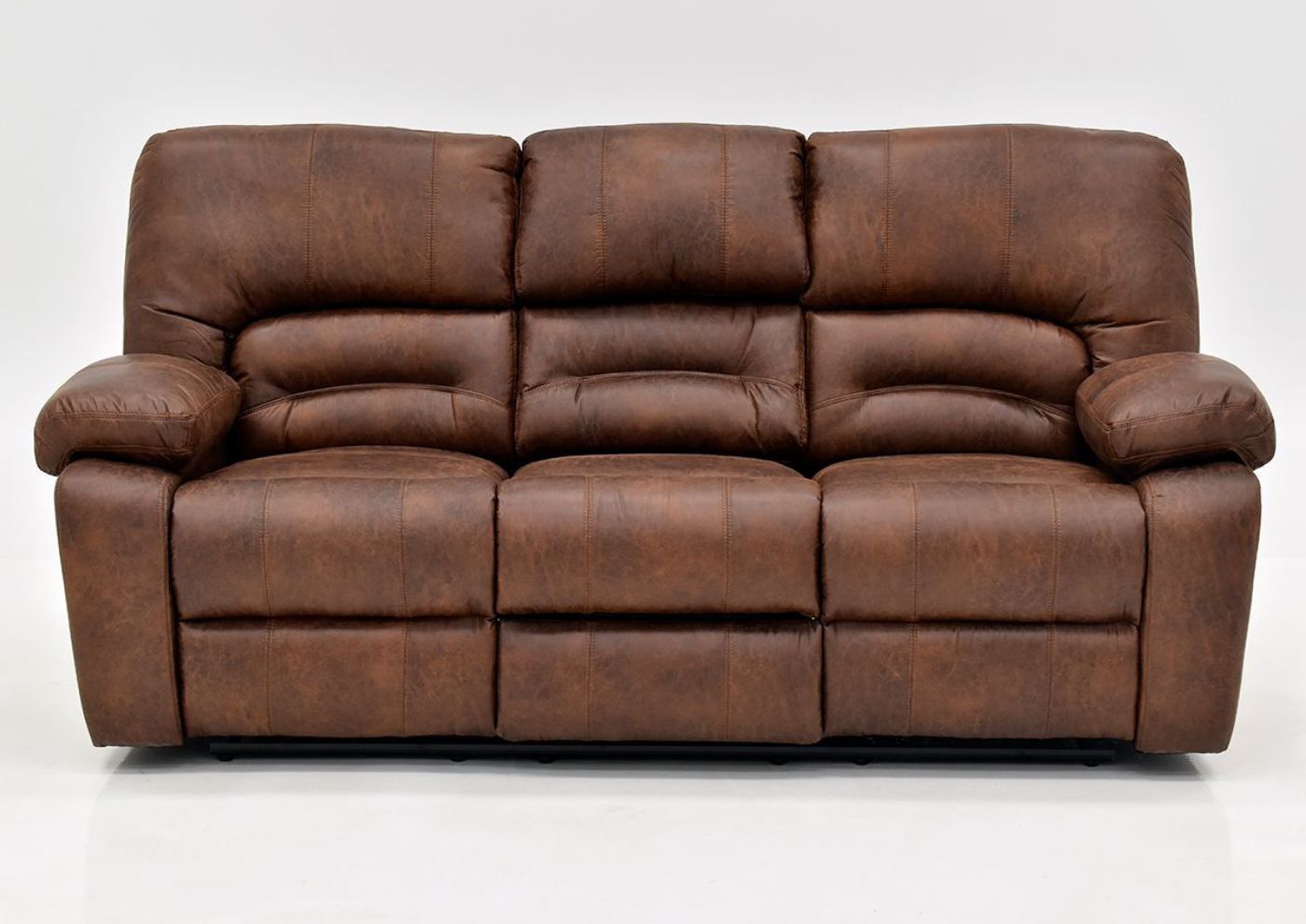 Warm Pecan Brown Gallagher Reclining Sofa by Kinsmen East Showing the Front View | Home Furniture Plus Bedding