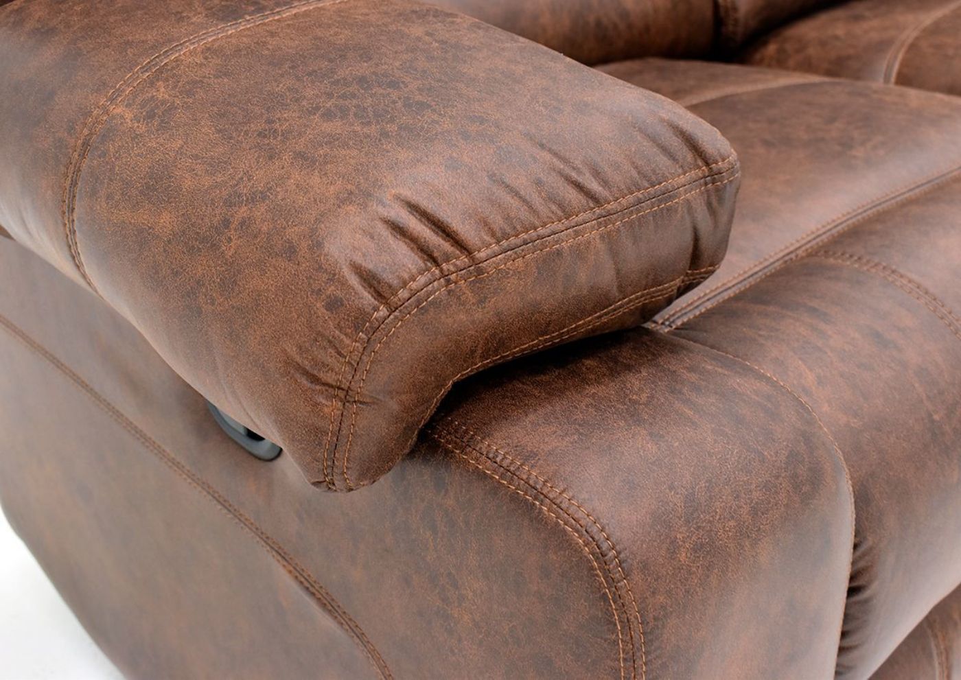 Warm Pecan Brown Gallagher Reclining Sofa by Kinsmen East Showing the Pillow Arm Detail | Home Furniture Plus Bedding