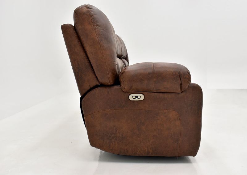 Warm Pecan Brown Gallagher POWER Reclining Sofa by Kinsmen East Showing the Side View | Home Furniture Plus Bedding
