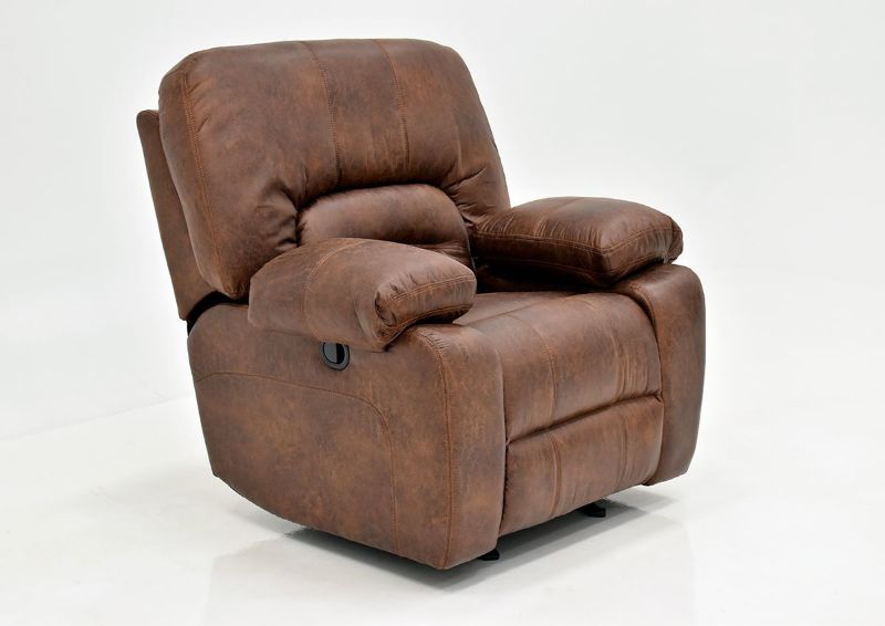 Warm Pecan Brown Gallagher Recliner by Kinsmen East Showing the Angle View | Home Furniture Plus Bedding