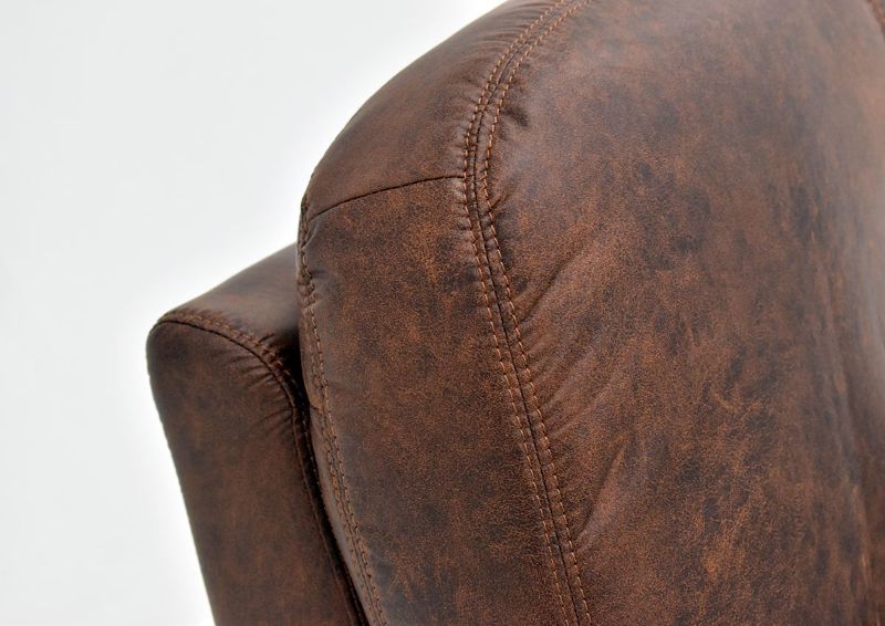 Warm Pecan Brown Gallagher Recliner by Kinsmen East Showing the Upholstery and Stitching Detail | Home Furniture Plus Bedding