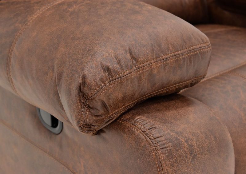 Warm Pecan Brown Gallagher Recliner by Kinsmen East Showing the Pillow Arm Detail | Home Furniture Plus Bedding