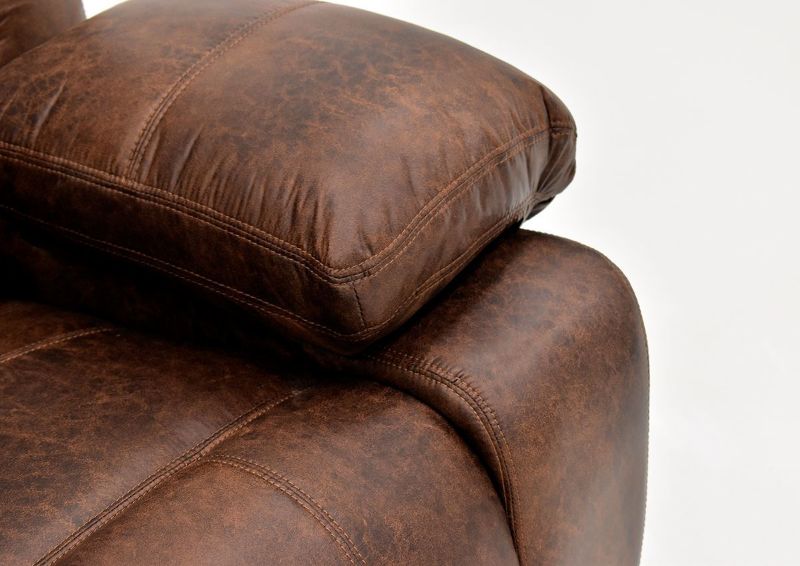 Warm Pecan Brown Gallagher Recliner by Kinsmen East Showing the Pillow Arm | Home Furniture Plus Bedding