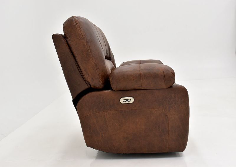 Warm Pecan Brown Gallagher POWER Recliner by Kinsmen East, Showing the Side View | Home Furniture Plus Bedding