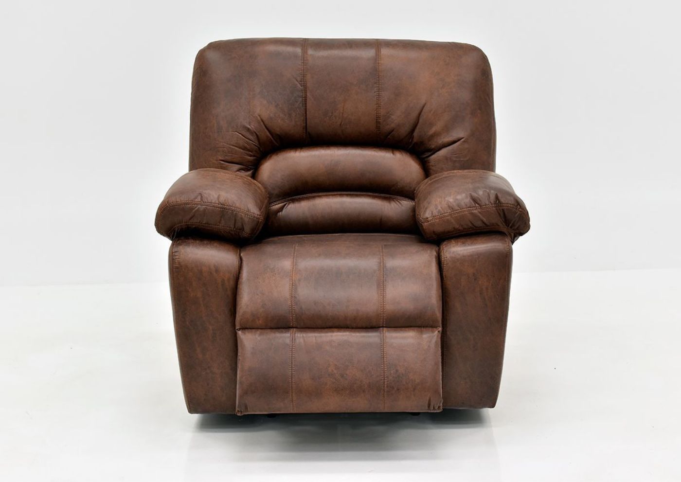 Warm Pecan Brown Gallagher POWER Recliner by Kinsmen East, Showing the Front View With the Chaise Open | Home Furniture Plus Bedding
