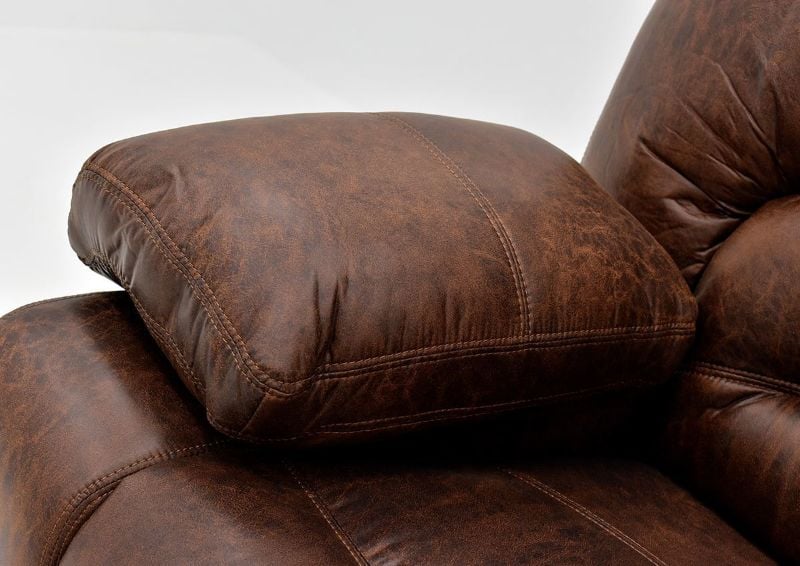 Warm Pecan Brown Gallagher POWER Recliner by Kinsmen East, Showing the Pillow Arm | Home Furniture Plus Bedding