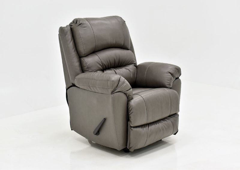 Gray Bellamy Leather Recliner by Franklin Furniture, Showing the Angle View, Made in the USA | Home Furniture Plus Bedding