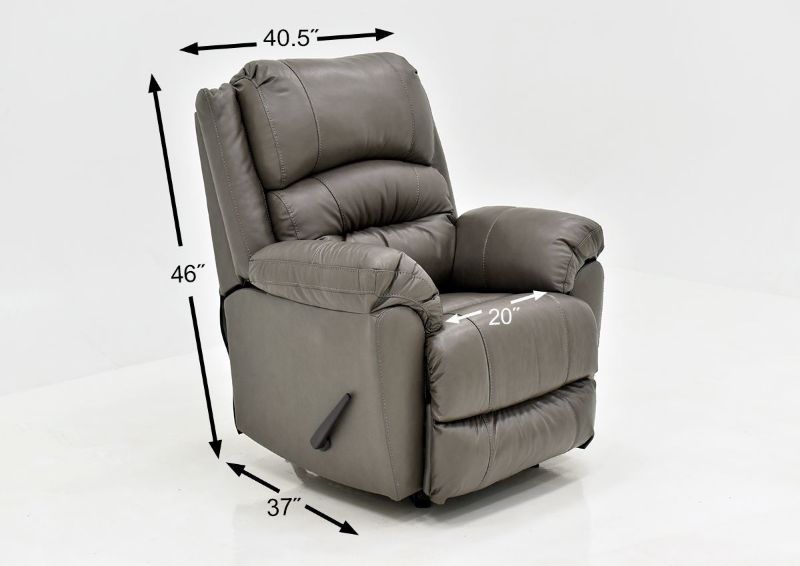 Gray Bellamy Leather Recliner by Franklin Furniture, Showing the Dimensions, Made in the USA | Home Furniture Plus Bedding