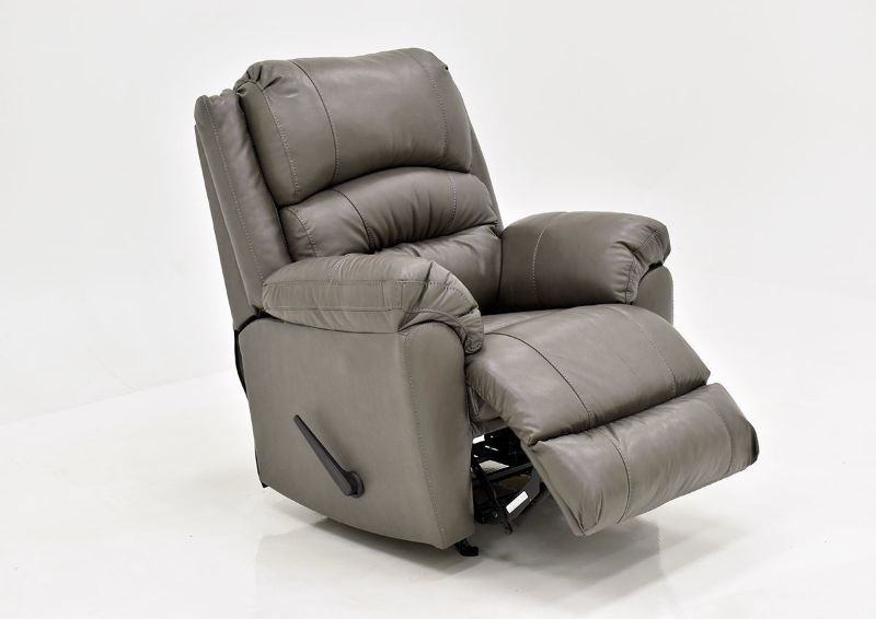 Gray Bellamy Leather Recliner by Franklin Furniture, Showing the Angle View With the Recliner Open, Made in the USA | Home Furniture Plus Bedding