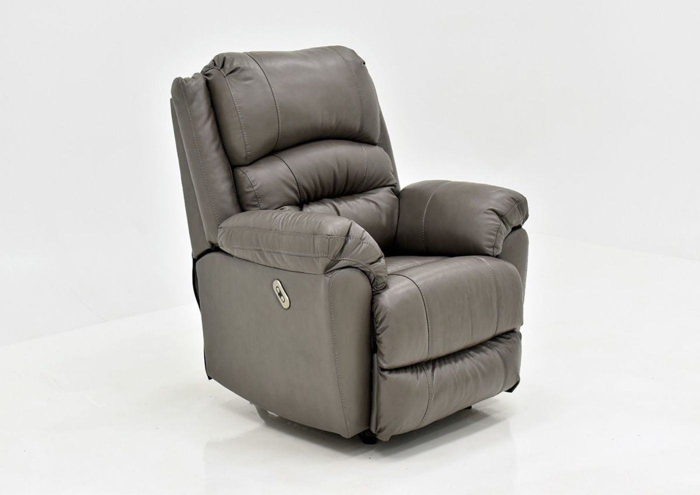 Gray Bellamy POWER Leather Recliner Set by Franklin Furniture, Showing the Angle View, Made in the USA | Home Furniture Plus Bedding