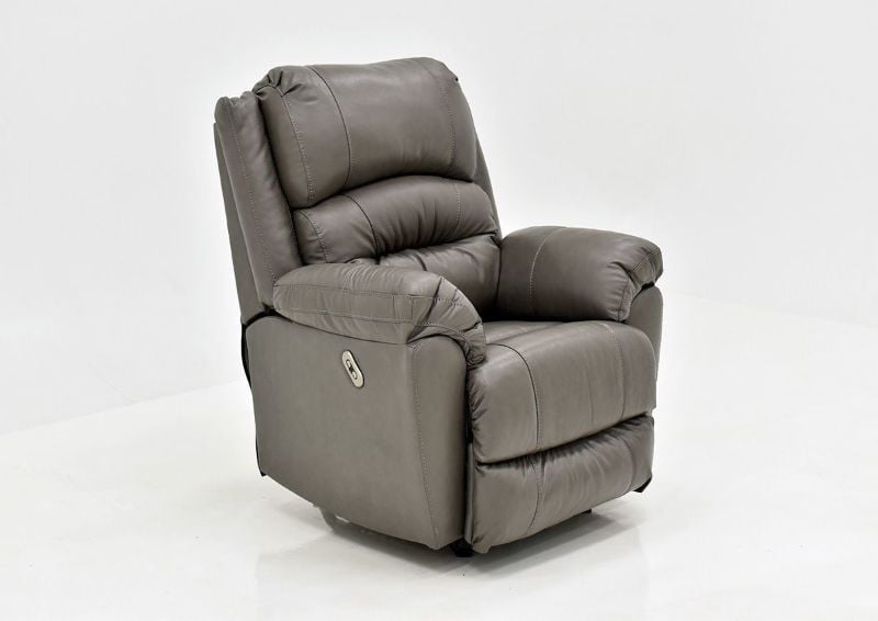 Gray Bellamy POWER Leather Recliner Set by Franklin Furniture, Showing the Angle View, Made in the USA | Home Furniture Plus Bedding