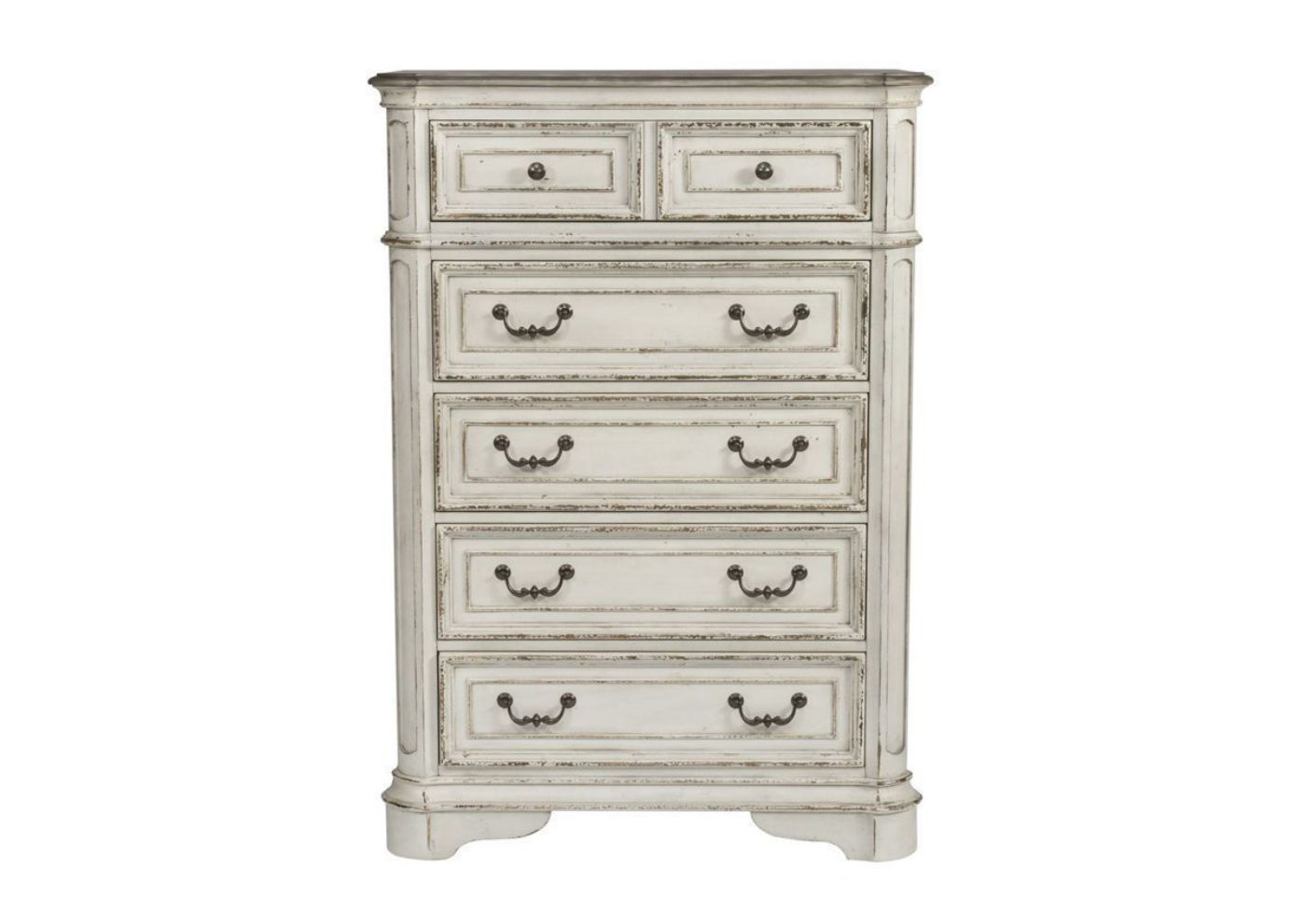 Antique White Magnolia Manor 5 Drawer Chest of Drawers by Liberty Furniture Showing the Front View | Home Furniture Plus Bedding