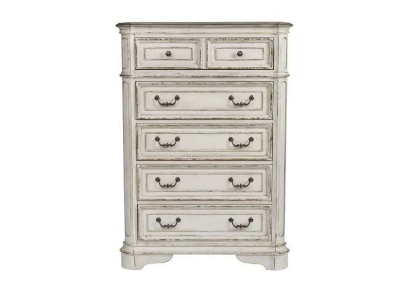 Antique White Magnolia Manor 5 Drawer Chest of Drawers by Liberty Furniture Showing the Front View | Home Furniture Plus Bedding
