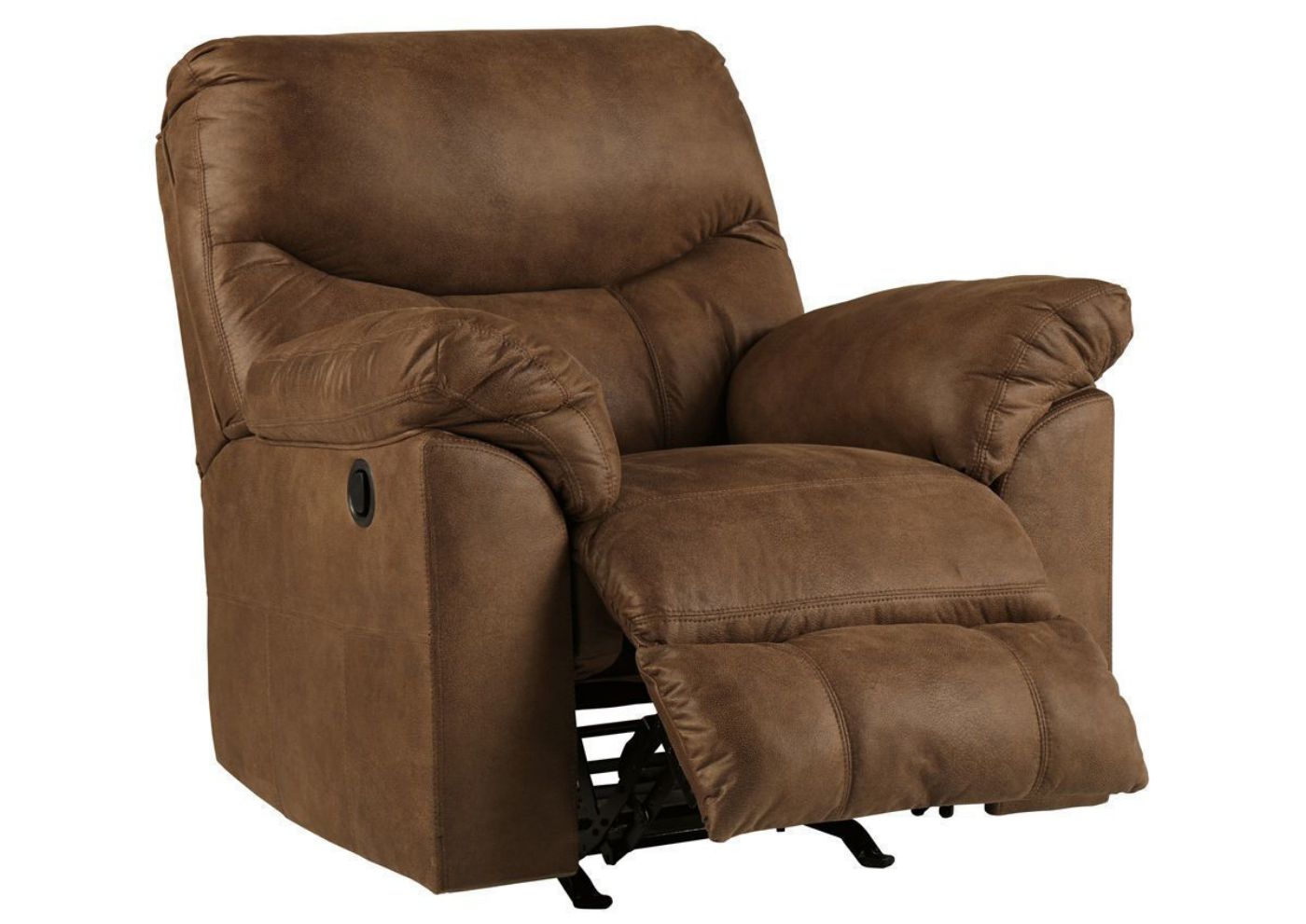 Bark Brown Boxberg Recliner by Ashley Furniture Showing the Angle View with the Chaise Open | Home Furniture Plus Bedding