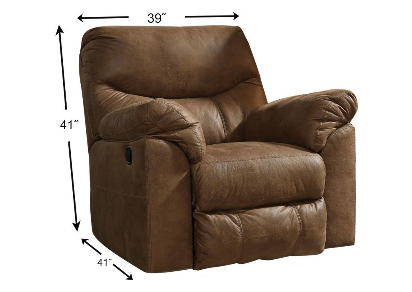 Bark Brown Boxberg Recliner by Ashley Furniture Showing the Dimensions | Home Furniture Plus Bedding