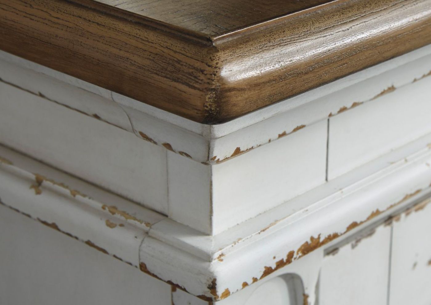 Antique White Realyn 62 Inch TV Stand by Ashley, Showing the Top and Painted Finish | Home Furniture Plus Bedding