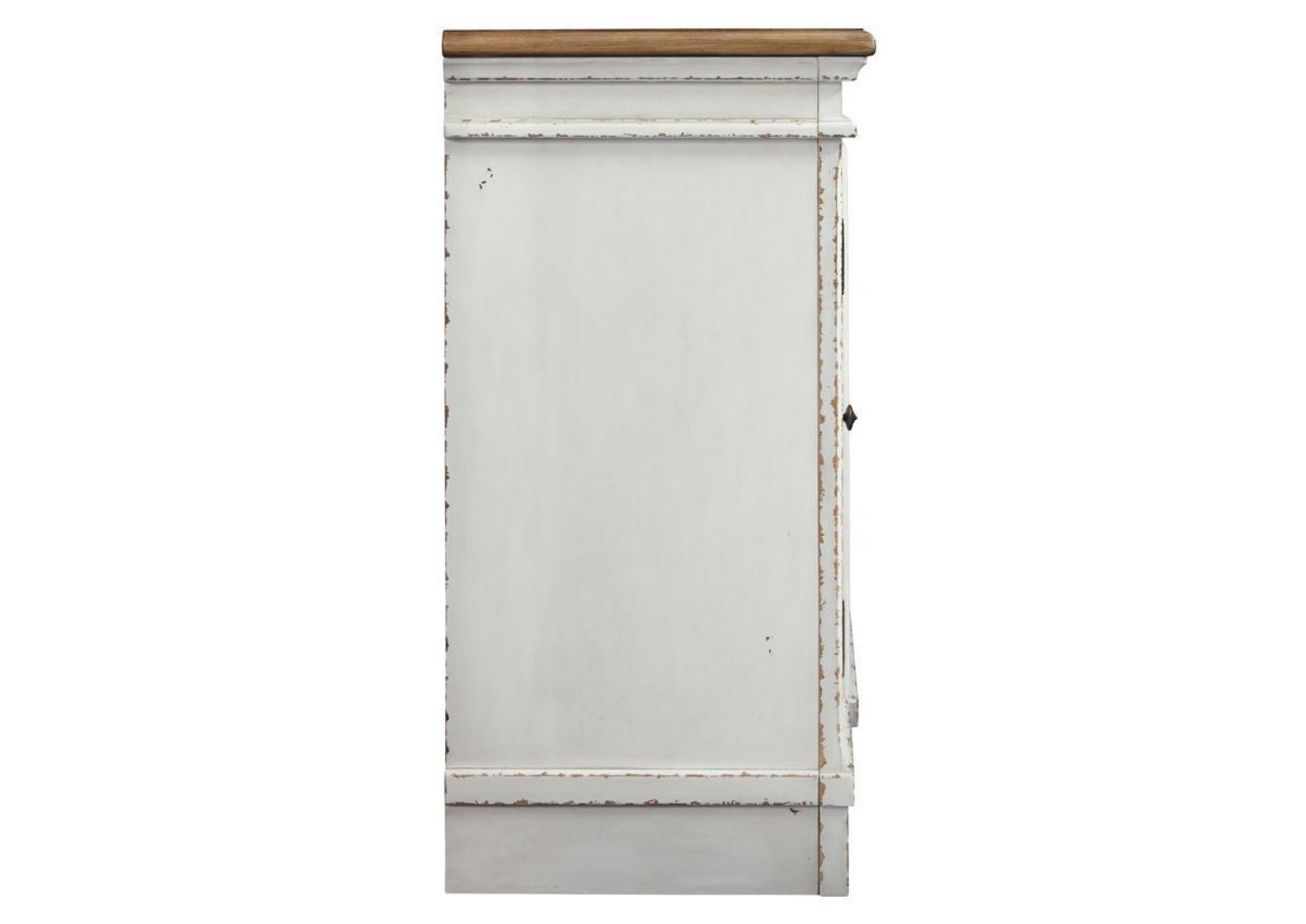 Antique White Realyn 62 Inch TV Stand by Ashley, Showing the Side View | Home Furniture Plus Bedding