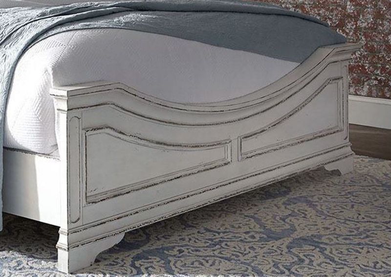 Antique White Magnolia Manor Queen Size Panel Bed by Liberty Furniture Showing the Footboard Room View at an Angle | Home Furniture Plus Bedding