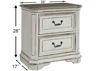 Antique White Magnolia Manor 2 Drawer Nightstand by Liberty Furniture Showing the Dimensions | Home Furniture Plus Bedding