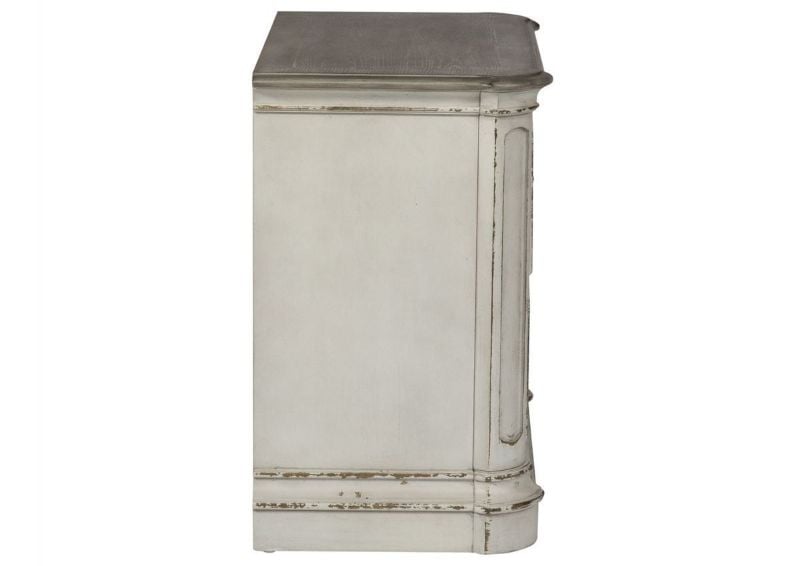 Antique White Magnolia Manor 2 Drawer Nightstand by Liberty Furniture Showing the Side View | Home Furniture Plus Bedding