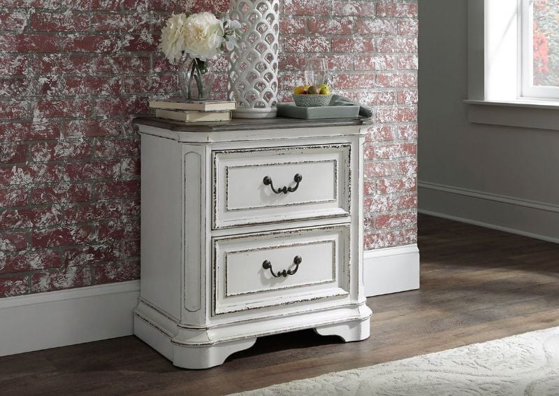 Antique White Magnolia Manor 2 Drawer Nightstand by Liberty Furniture Showing Another Room View | Home Furniture Plus Bedding