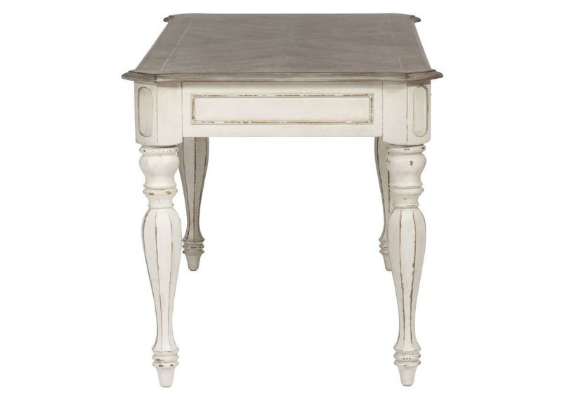 Antique White Magnolia Manor Writing Desk by Liberty Furniture Showing the Side View | Home Furniture Plus Bedding