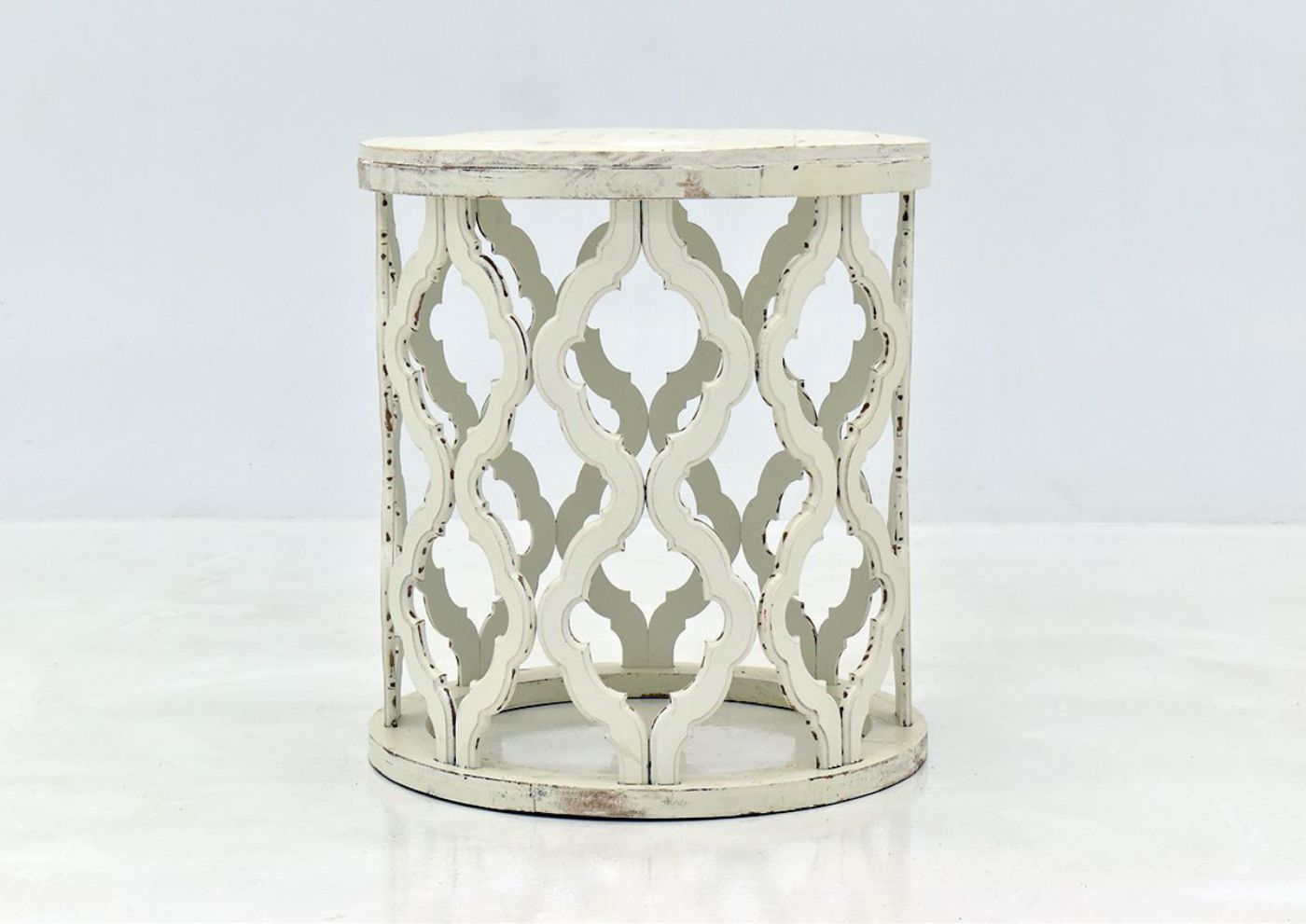 Off White Brocade End Table by Vintage Furniture, Showing the Front View | Home Furniture Plus Bedding