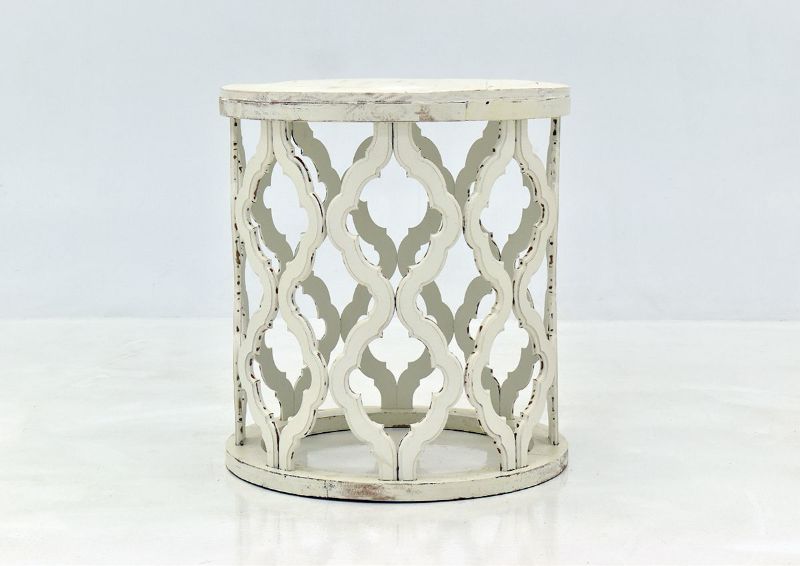 Off White Brocade End Table by Vintage Furniture, Showing the Front View | Home Furniture Plus Bedding