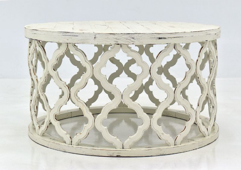 Off White Brocade Coffee Table by Vintage Furniture, Showing the Front View | Home Furniture Plus Bedding