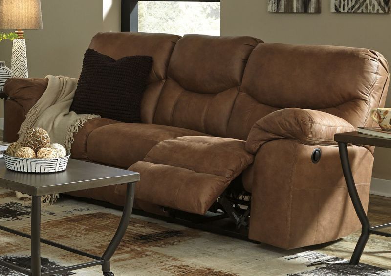 Bark Brown Boxberg Reclining Sofa by Ashley Furniture Showing the Angle View in a Room Setting | Home Furniture Plus Bedding