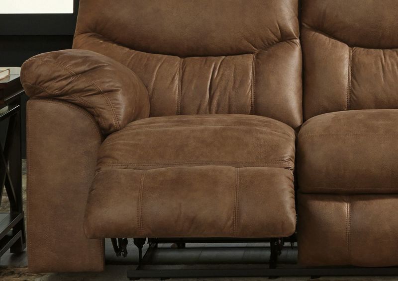 Bark Brown Boxberg Reclining Sofa by Ashley Furniture Showing a Chaise Open | Home Furniture Plus Bedding