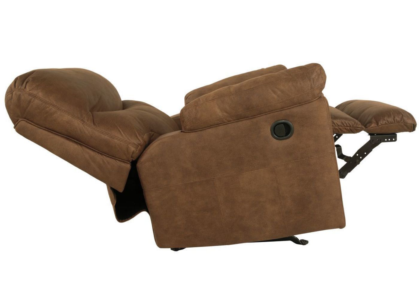 Bark Brown Boxberg Recliner by Ashley Furniture Showing the Side View in a Fully Reclined Position | Home Furniture Plus Bedding