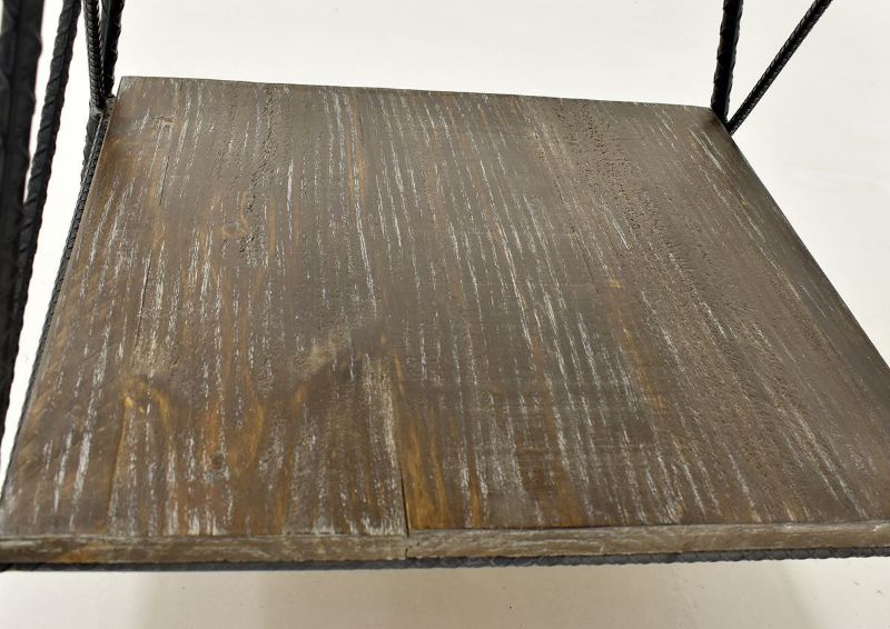 Barn Wood Brown Industrial End Table by Vintage Furniture, Showing the Lower Shelf | Home Furniture Plus Bedding
