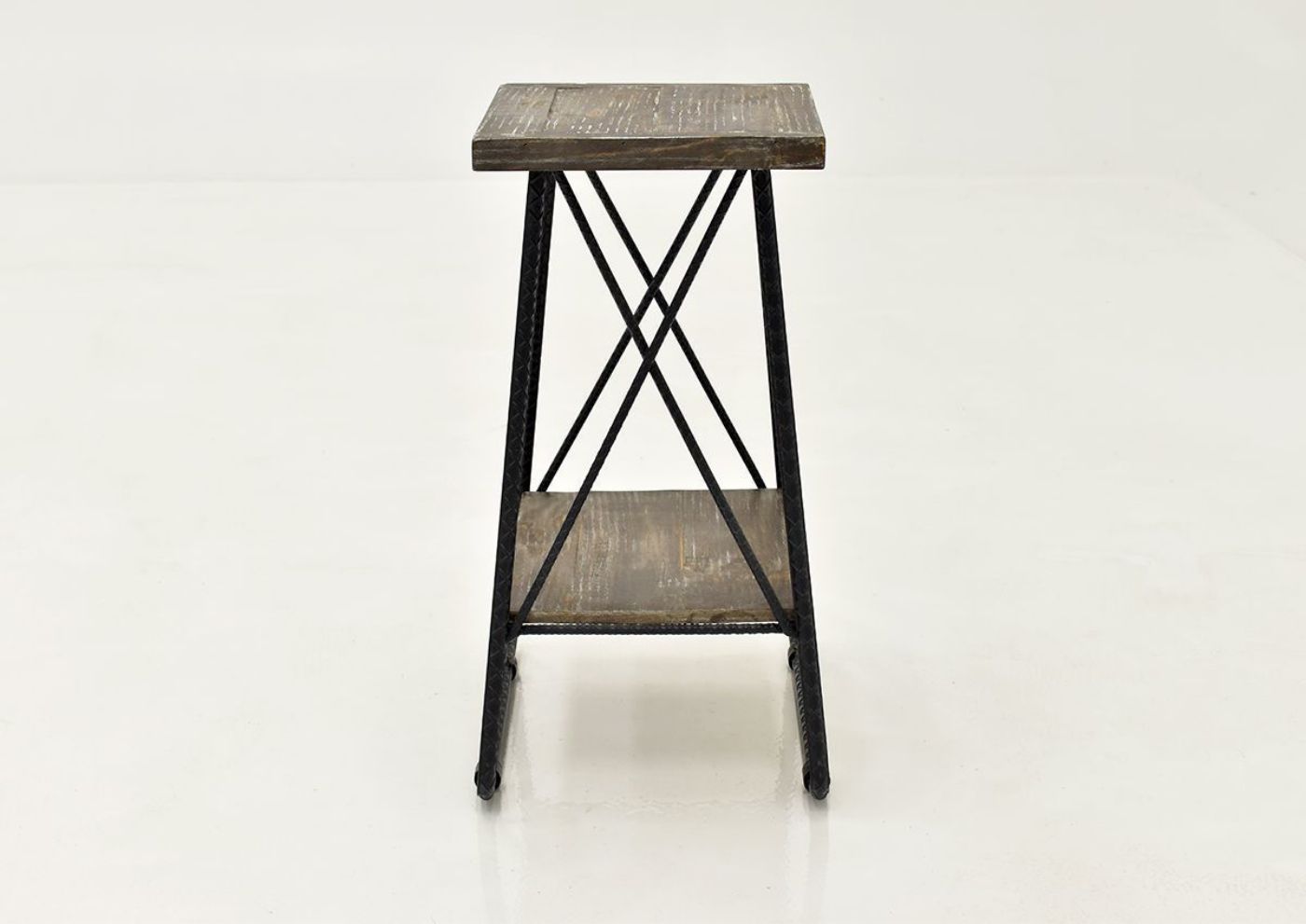 Barn Wood Brown Industrial Chairside End by Vintage Furniture, Showing the Side View | Home Furniture Plus Bedding