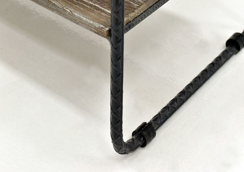 Barn Wood Brown Industrial Chairside End by Vintage Furniture, Showing the Leg Detail | Home Furniture Plus Bedding