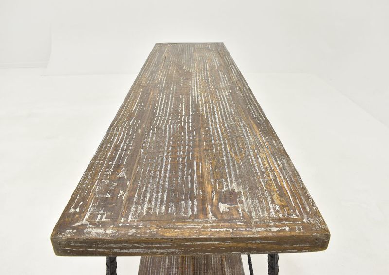 Barn Wood Brown Industrial Sofa Table by Vintage Furniture, Showing the Table Top | Home Furniture Plus Bedding