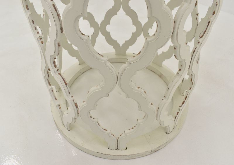 Off White Brocade End Table by Vintage Furniture, Showing the Lattice Work | Home Furniture Plus Bedding